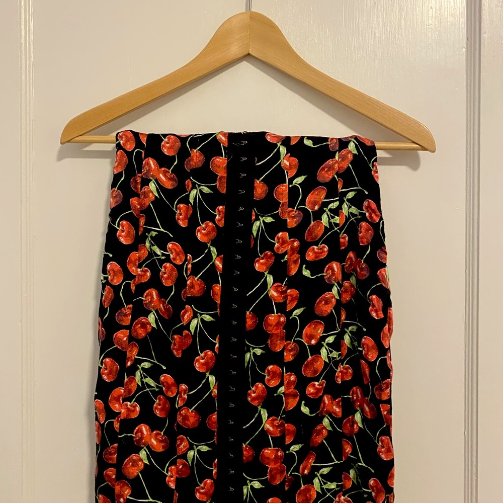 Cherry Print Strapless Bodycon Dress